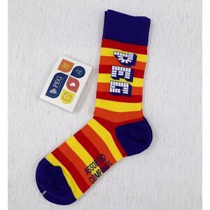 New Retro Striped Novelty Crew Socks Multi Color Candy Pattern M 7-11 W 8.5-12.5